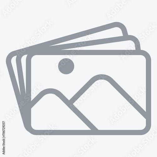 No photo thumbnail graphic element. No found or available image in the gallery or album. Flat picture placeholder symbol for the app, website, or user interface design. Vector illustration