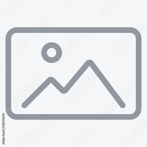 No photo thumbnail graphic element. No found or available image in the gallery or album. Flat picture placeholder symbol for the app, website, or user interface design. Vector illustration