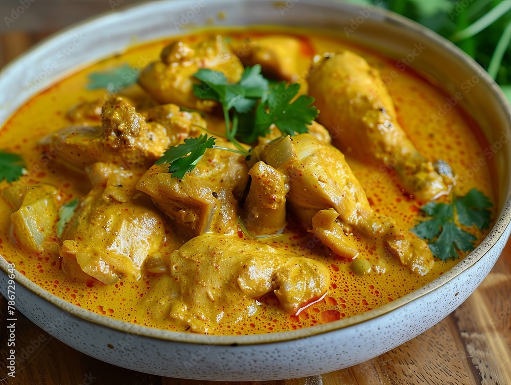 Spicy Indian chicken curry in a bowl Spicy Indian chicken curry in a bowl