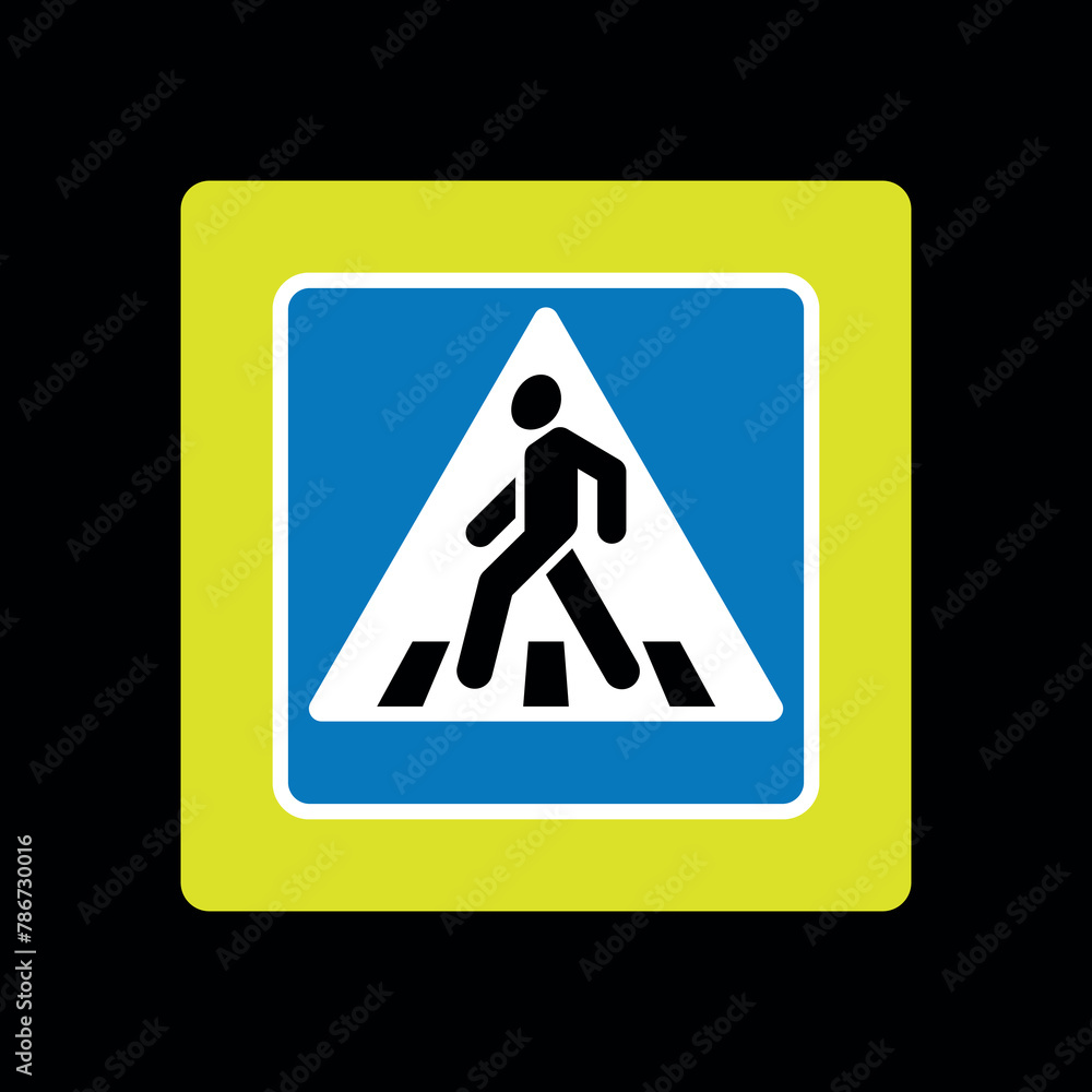 Pedestrian crossing (crosswalk) sign. Road sign, a man crosses the road ...