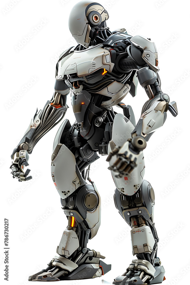 Mecha robot on white background