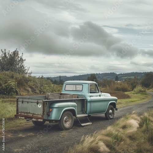 Toolbox Trailer in a Teal Pickup: Gravel Lane Equipped © Sekai