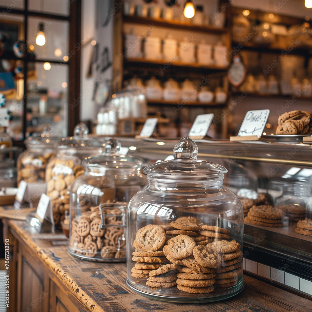 Porcelain Jars with Cookies in the Bakery Site: Tempting and Ready to Serve Porcelain Jars with Cookies in the Bakery Site: Tempting and Ready to Serve