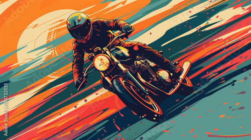 Vintage Poster: Retro moto speed, Vector Illustration