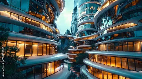 Unique style of architecture, with modern art as the theme, building looks like the newest, futuristic style of architecture