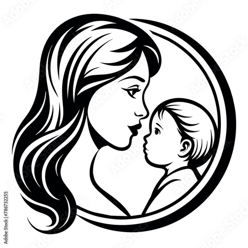 Mother day black line art 