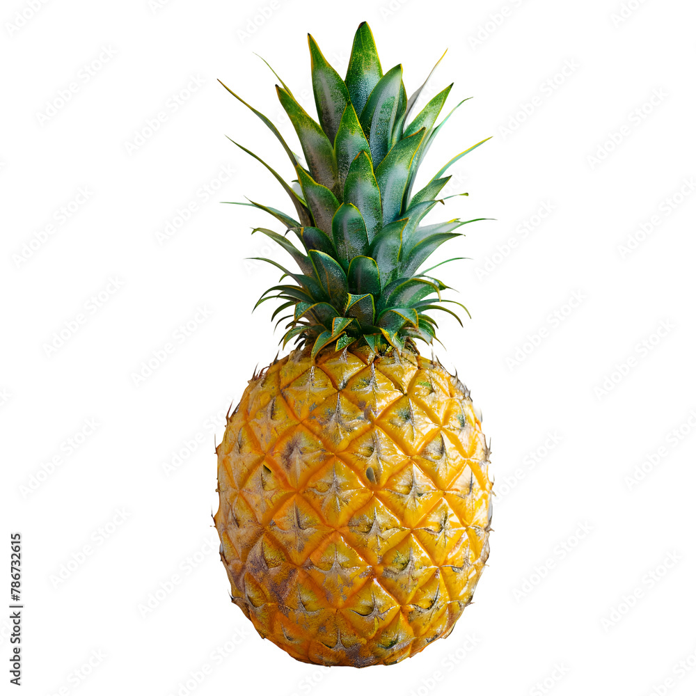 An HD image of a ripe pineapple with its rough, golden-brown skin, isolated on a Transparent background, PNG Cutout An HD image of a ripe pineapple with its rough, golden-brown skin, isolated on a Transparent background, PNG Cutout
