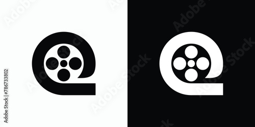 Vector logo design for the initials of the letter Q in the shape of a film reel with a modern, simple, clean and abstract style.