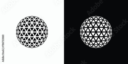 Geometric polygonal globe mosaic vector logo design with modern, simple, clean and abstract style.