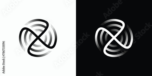 Propeller shape circular line vector logo design with three-dimensional effect in modern, simple, clean and abstract style.