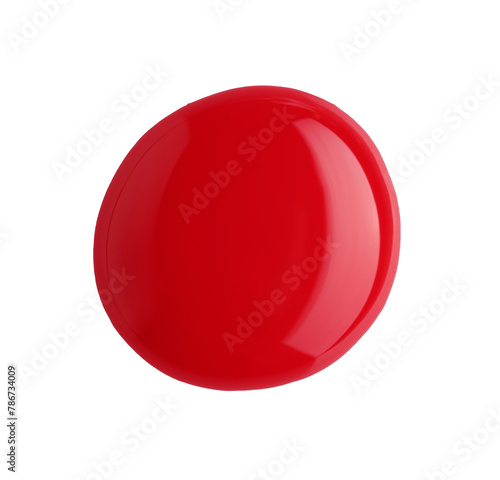 Sample of red nail polish isolated on white, top view
