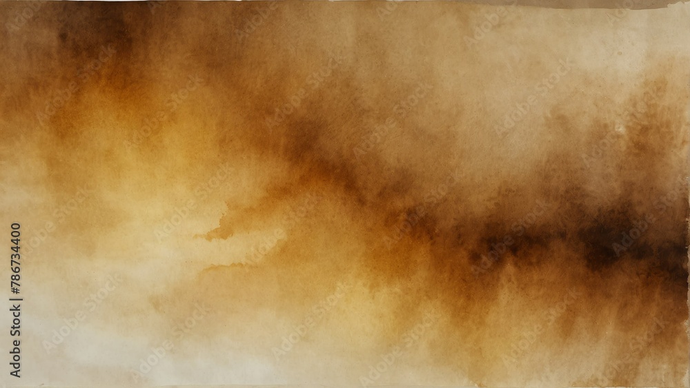 yellow sepia gradient watercolor on paper texture background from Generative AI - obrazy, fototapety, plakaty 