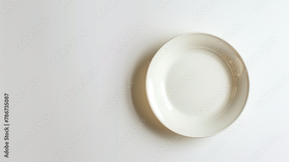 White empty plate on white background, top view White empty plate on white background, top view
