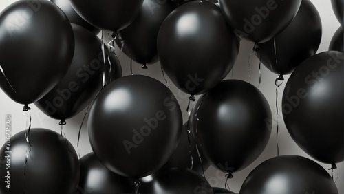black party balloon plain white background from Generative AI photo