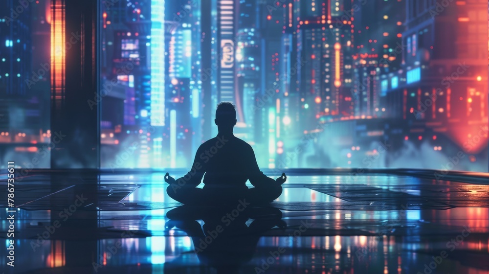 A cybersecurity analyst in a traditional dojo meditating on ethical hacking, combining ancient and modern themes, in a tranquil, reflective style. A cybersecurity analyst in a traditional dojo meditating on ethical hacking, combining ancient and modern themes, in a tranquil, reflective style.