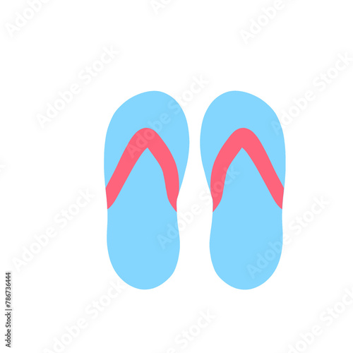 Blue Beach Slippers Illustration