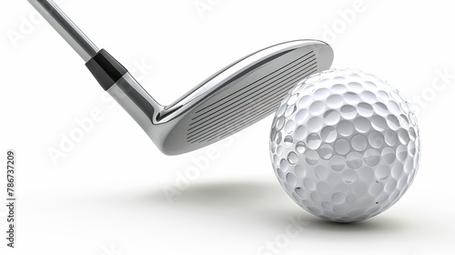 Moment of impact captured: golf club and ball on white, with clipping path.