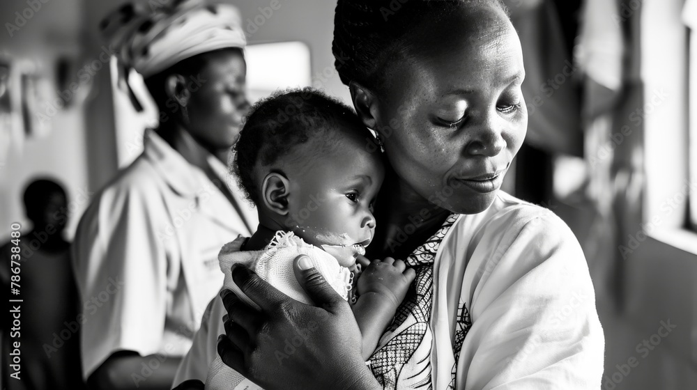 Under the watchful eyes of medical staff, a mother holds her child for the first time, a union of strength and vulnerability. Under the watchful eyes of medical staff, a mother holds her child for the first time, a union of strength and vulnerability.
