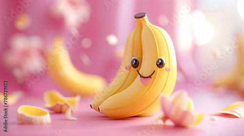 3d Cute Cartoon Banana Character Isolated