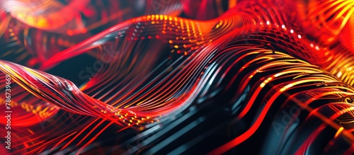 Abstract waves of vibrant orange and red dance against a dramatic black backdrop, creating a bold and energetic banner 🌊🧡❤️ Perfect for adding a fiery touch to any design! #VividElegance