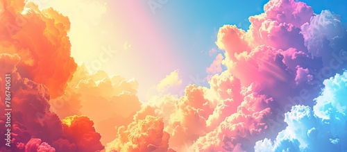 A colorful sky filled with fluffy clouds ☁️🌈 Nature's ever-changing canvas, painting the world with beauty and wonder! #SkySpectrum