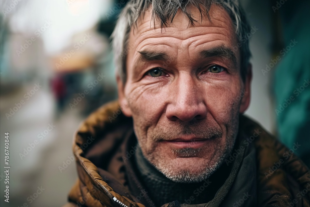 Portrait of an old man with gray hair in the street. Portrait of an old man with gray hair in the street.