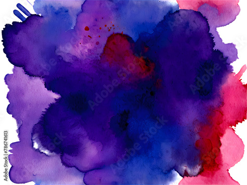 Abstract watercolor background with splatters of vibrant colors on transparent background