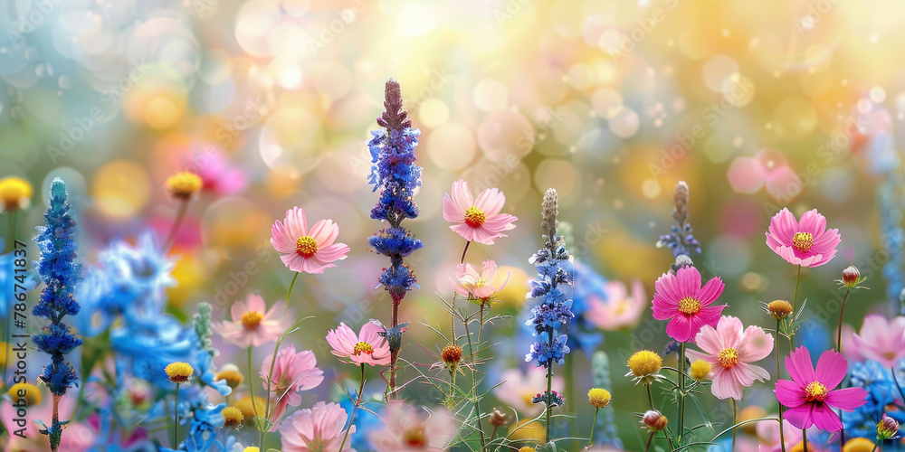 Vibrant Wildflowers in Field with Beautiful Bokeh Background, HD Wallpaper for Nature Lovers