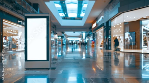 Interactive Kiosk Mockup in Shopping Mall, Tech Integration, AI Created