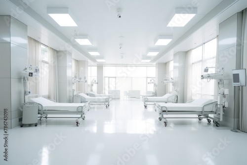Medical facility interior with equipment and beds