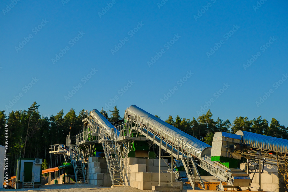 Sand mining.Industrial equipment for sand mining. Equipment for extracting sand is situated . Sand quarry.