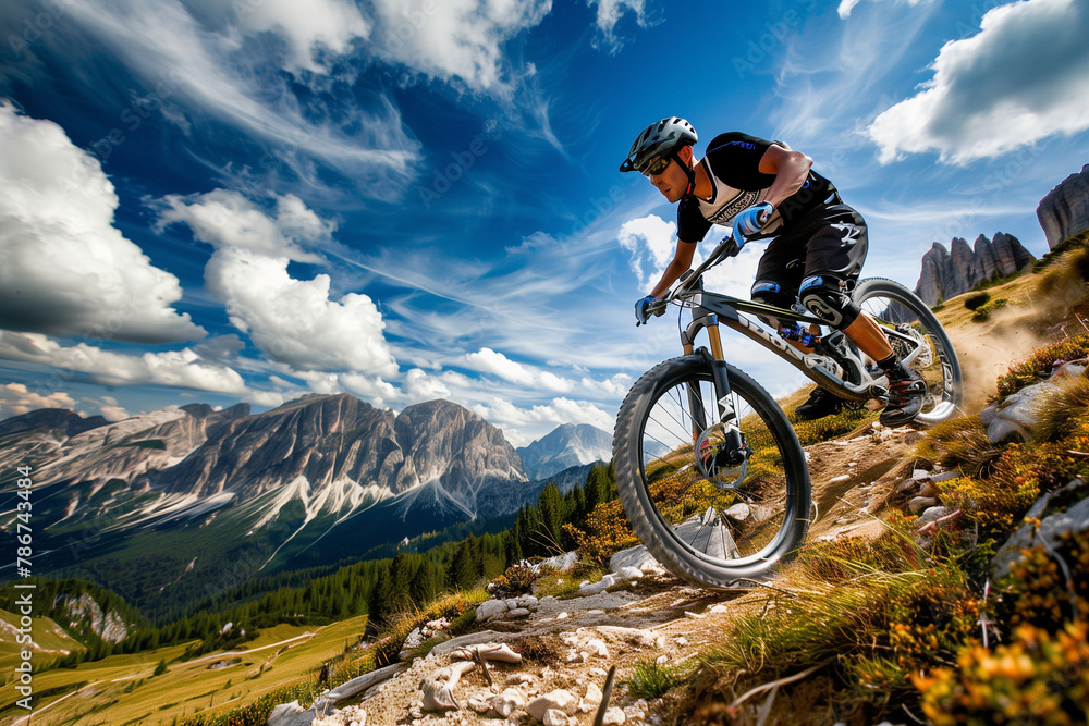 Mountain Bike, riding through breathtaking scenery, experiencing the ultimate fusion of sport, adventure, and mountain beauty