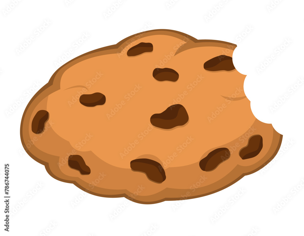 vector illustration bite chocolate chip cookie vector illustration bite chocolate chip cookie