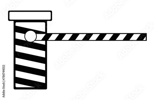 vector drawing illustration vehicle barrier open and close control access, drawn in black and white color
