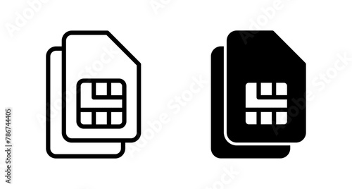 Sim card icon vector isolated on white background. Mobile slot icon. Mobile cellular phone sim card chip.