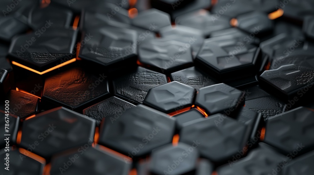 Fototapeta premium Minimalistic 3D black hexagon design.