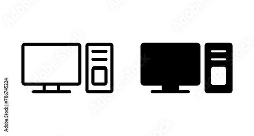 Computer icon vector isolated on white background. PC Icon vector. Computer monitor icon. Flat PC symbol