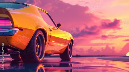 new modern car with magenta sunset © 8711