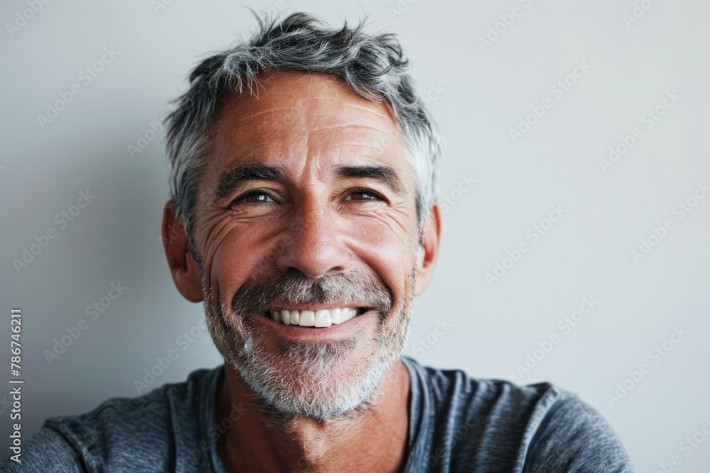 Portrait of a happy senior man smiling at the camera over grey background Portrait of a happy senior man smiling at the camera over grey background