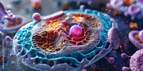 human cell, ,cell structure, mitochondria nucleus cell biology organelle 3D background, Crosssectional of eukaryote ,plant and animals cell colorful ,cell wall, and Chloroplast,endoplasmic reticulum,  photo