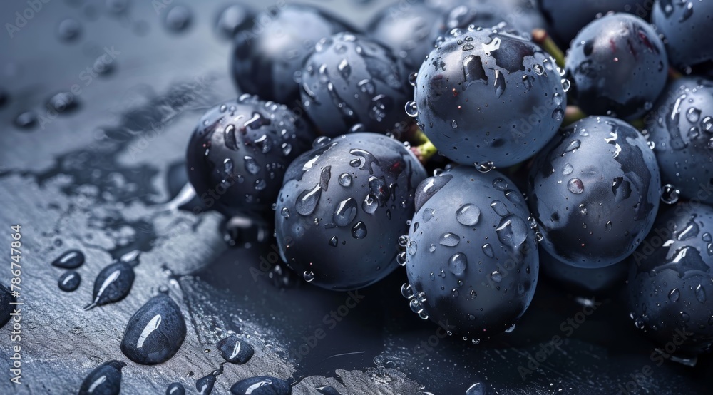 Blueberries on Slate with Water Drops Blueberries on Slate with Water Drops