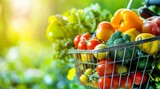 Fresh and Colorful Produce in Shopping Basket