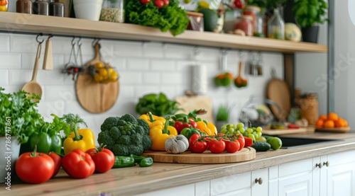 Colorful Array of Fresh Vegetables on Kitchen Counter