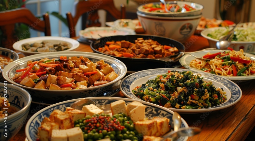Traditional Chinese Feast: A Table of Delicacies