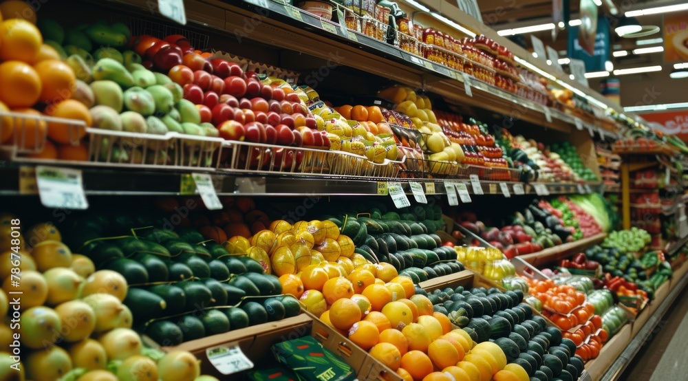 Fresh Produce Aisle in Supermarket