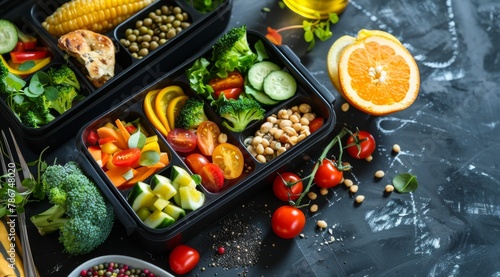 Healthy Meal Prep Containers with Vibrant Vegetables