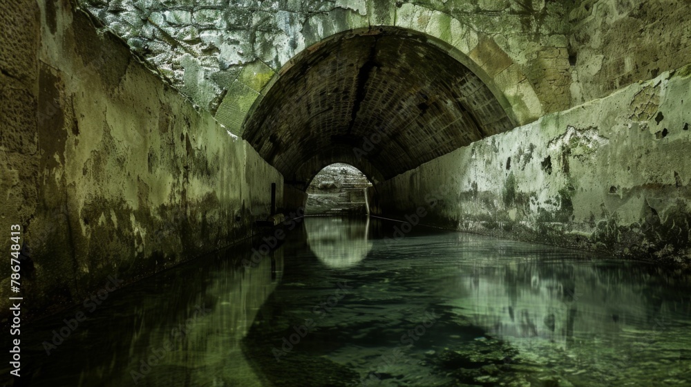 Narrow Tunnel With Flowing Water Narrow Tunnel With Flowing Water