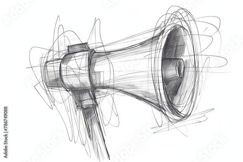 continuous line drawing of megaphone icon sketch media art illustration