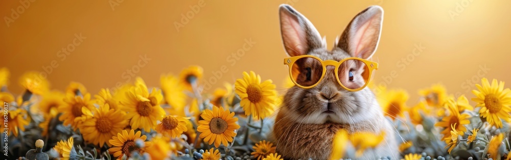 Cool Easter Bunny Rabbit with Sunglasses and Gold Painted Easter Eggs - Happy Easter Concept Holiday Greeting Card with German Text Cool Easter Bunny Rabbit with Sunglasses and Gold Painted Easter Eggs - Happy Easter Concept Holiday Greeting Card with German Text