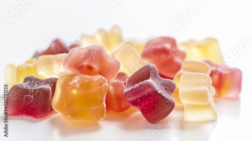 Gummy candies on white background